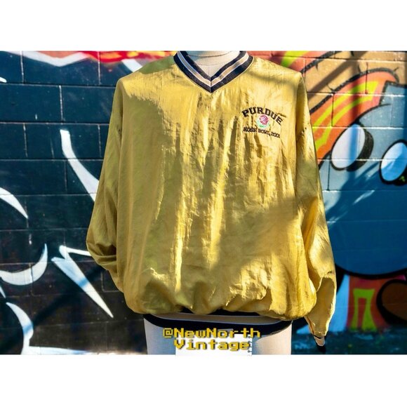 Purdue Rose Bowl 2001 NCAA Vintage Windbreaker (V-Neck Pullover) Size Large - Picture 1 of 9